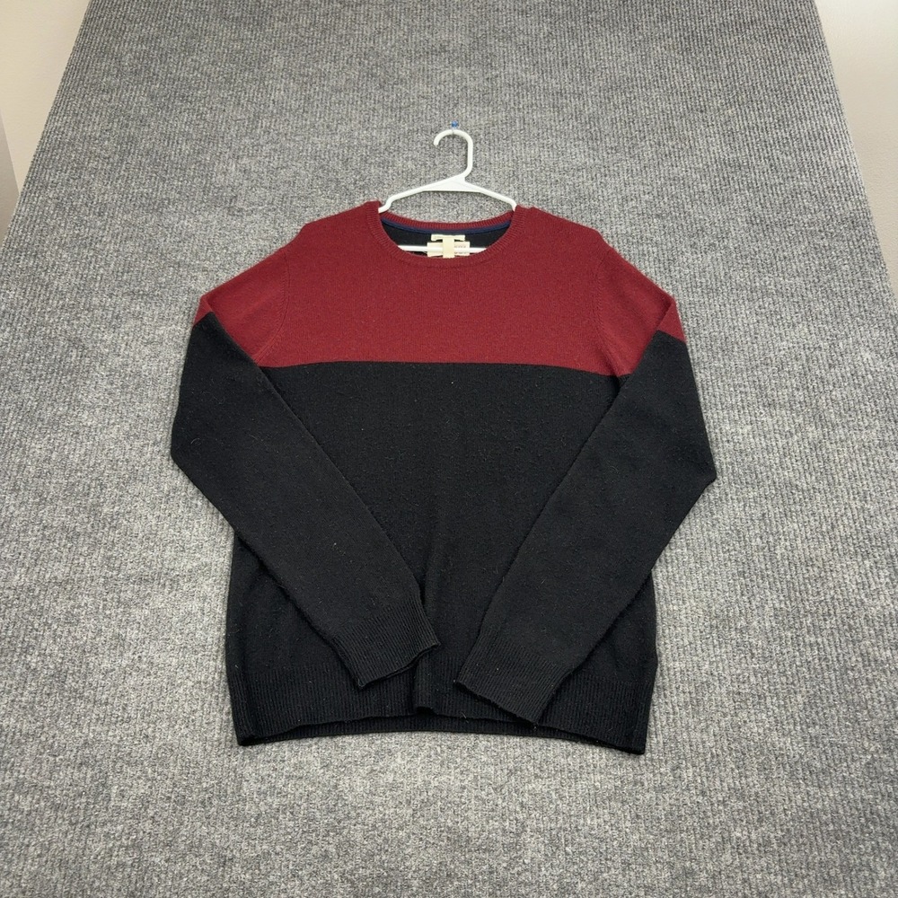 1901 Sweater Mens L Black Maroon Merino Wool Cashmere Colorblock Preppy Classic